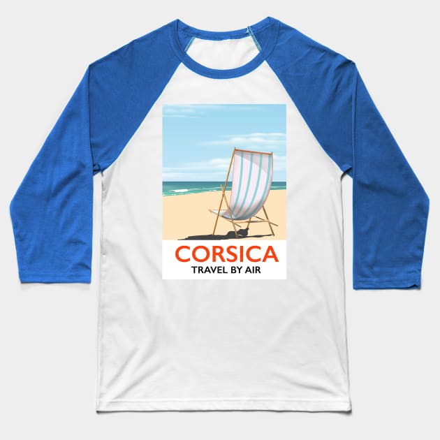 Corsica Travel By Air Baseball T-Shirt by nickemporium1